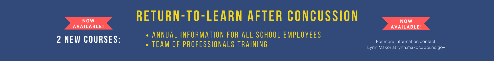 Return-to-Learn After Concussion 2 New Courses Now Available!